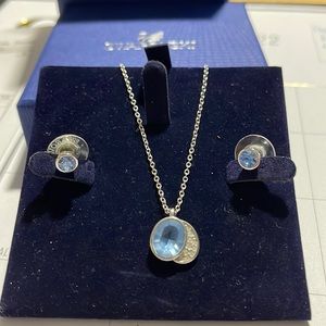Swarovski light blue pendant and earrings